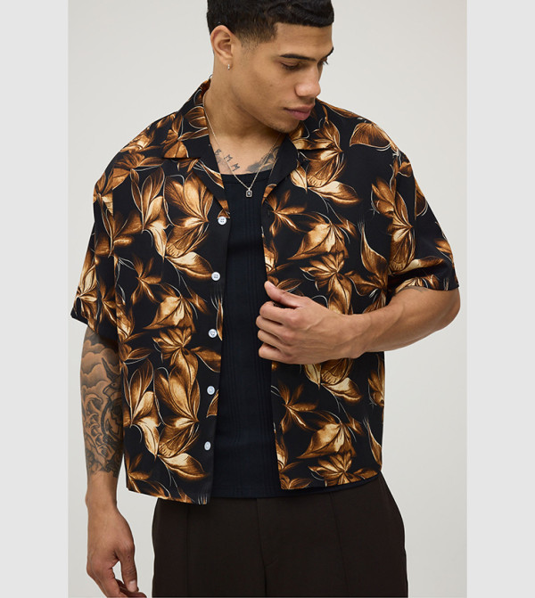 Abstract Bermuda Short Sleeves Oversized Shirt