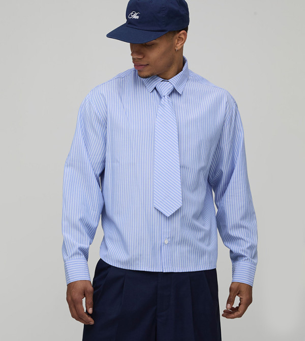 Striped Oversized Shirt and Tie