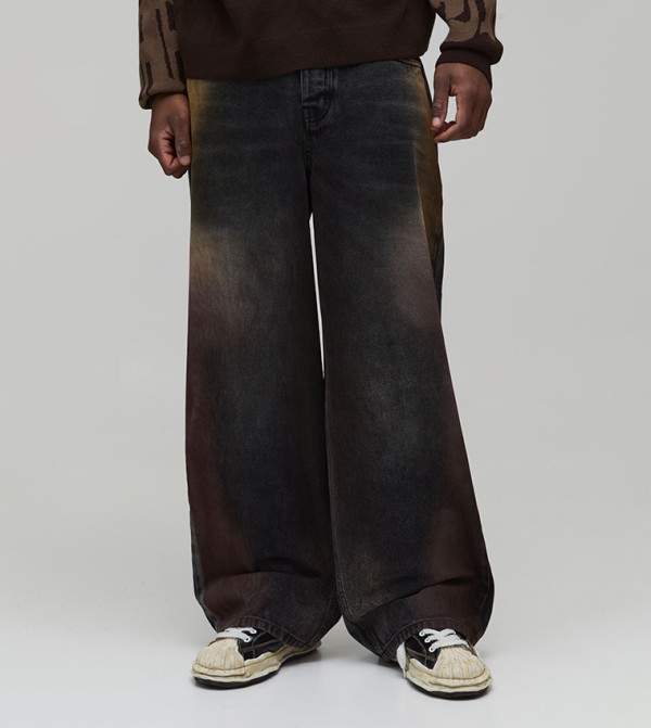 Tall Rigid Bleach Washed Baggy Fit Jeans