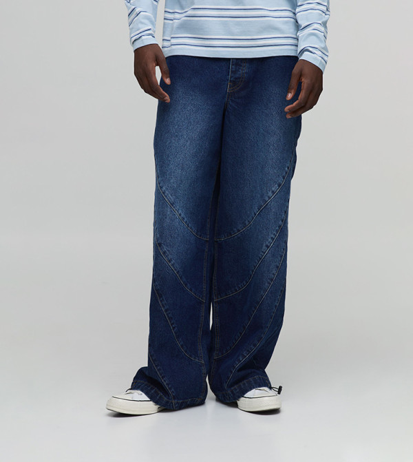 Washed Parachute Panelled Jeans