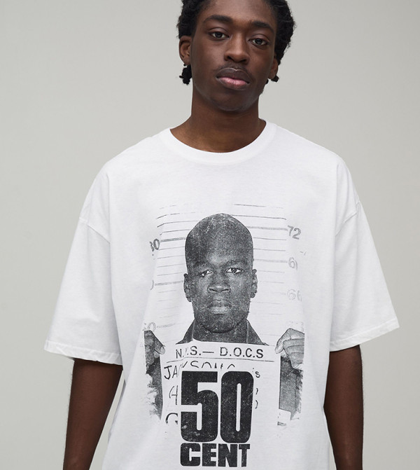 Tall 50 Cent License Printed Oversized T-Shirt