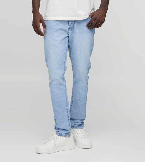 Washed Mid Waist Slim Fit Jeans