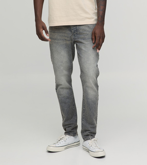 Washed Mid Waist Slim Fit Jeans