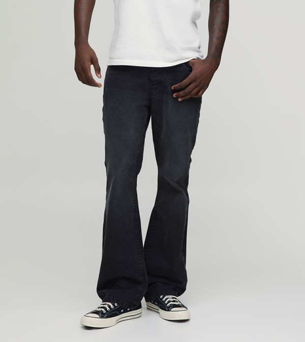 Washed Mid Rise Flared Jeans