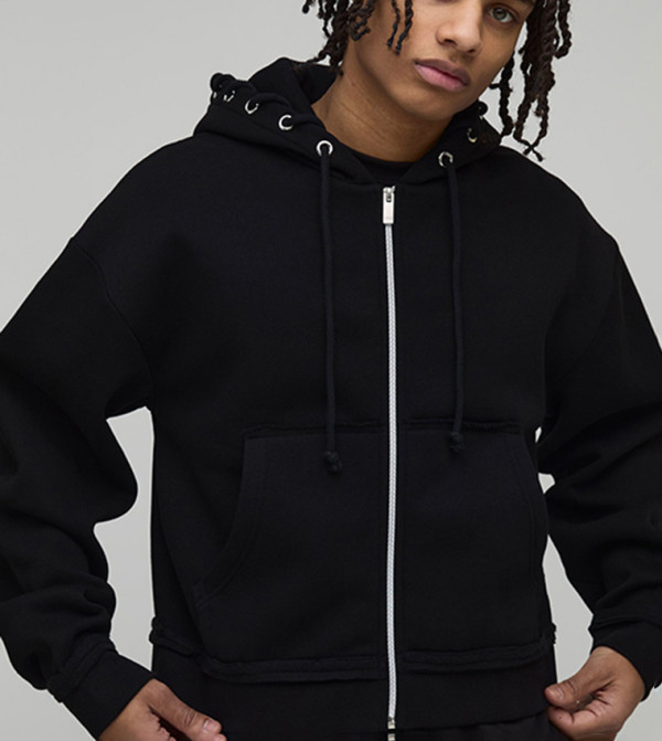 Shrunken Fit Zip-Through Hooded Jacket