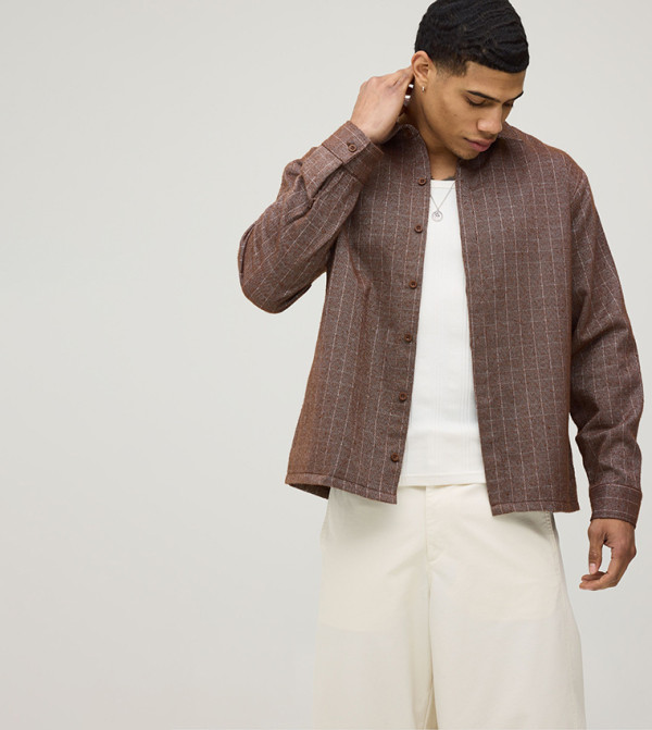 Check Long Sleeves Oversized Shirt