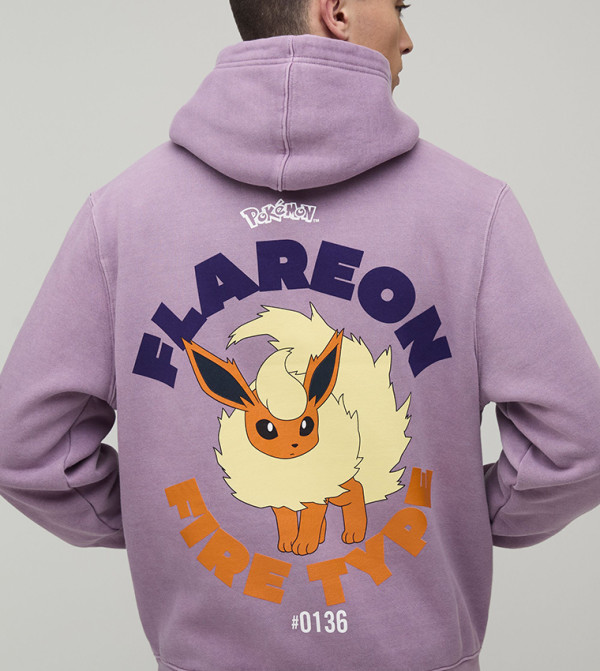 Pokémon Flareon License Washed Printed Oversized Hoodie