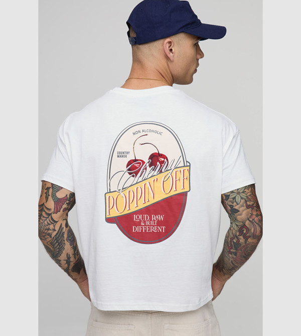 Cherry Print Oversized Crop T-Shirt