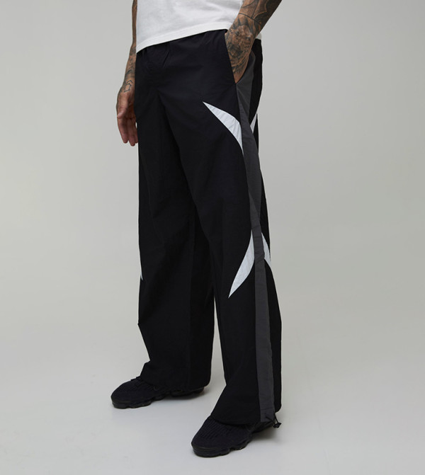 Tall Elastic Waist Parachute Side Striped Pants