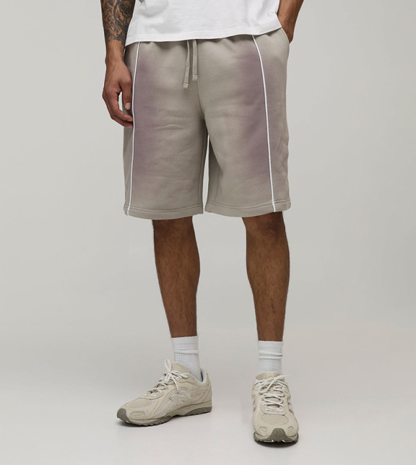 Baggy Fit Spray Wash Piping Jersey Shorts