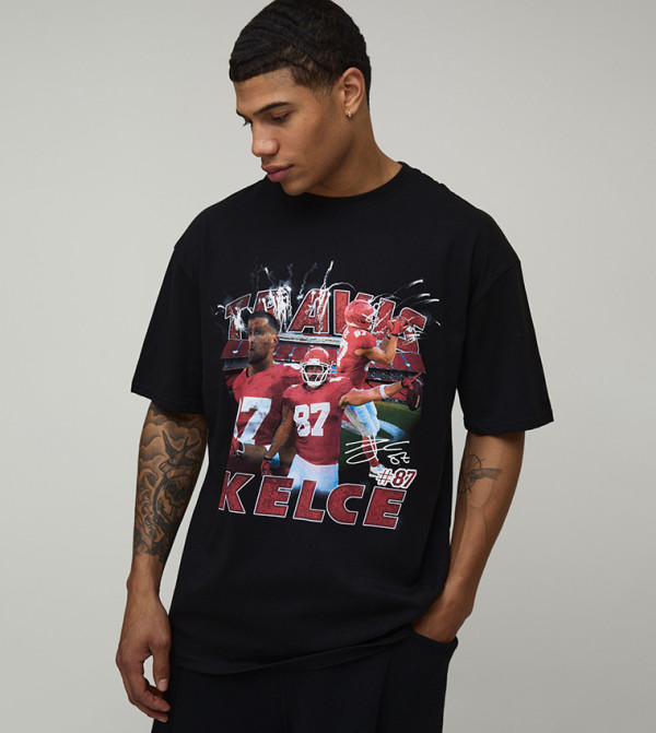 Nflpa Travis Kelce License Printed Oversized T-Shirt