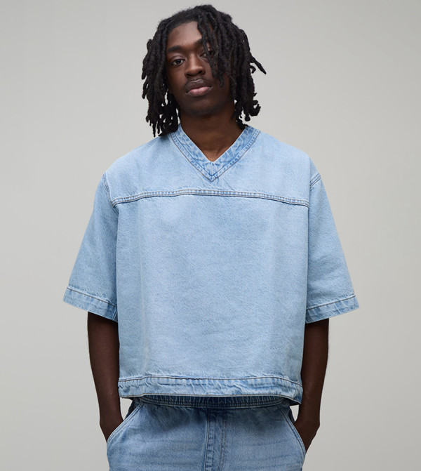 Oversized Denim Hockey Shirt