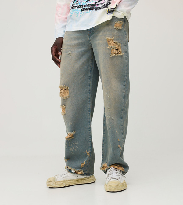 Tinted Laddered Relaxed Fit Jeans