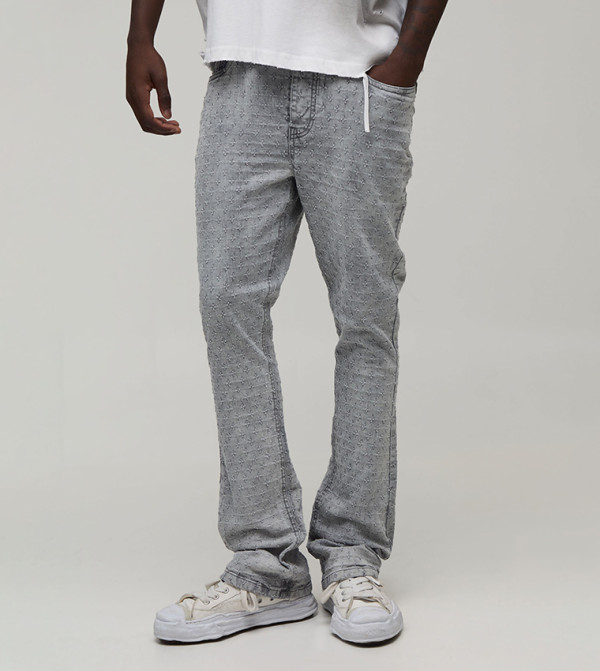 Distressed Stacked Skinny Fit Flared Jeans