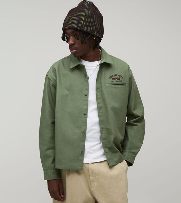 Embroidered Workwear Oversized Overshirt