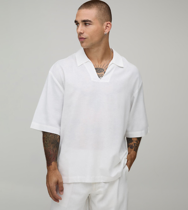 Short Sleeves Linen Blend Oversized Shirt