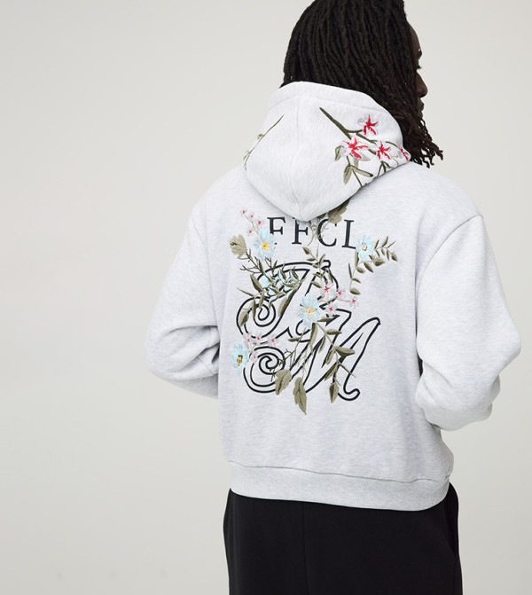 هودي اوفرسايز مطرز ورود