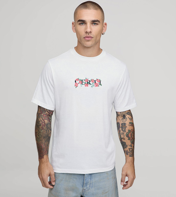 Chest Floral Embroidered T-Shirt