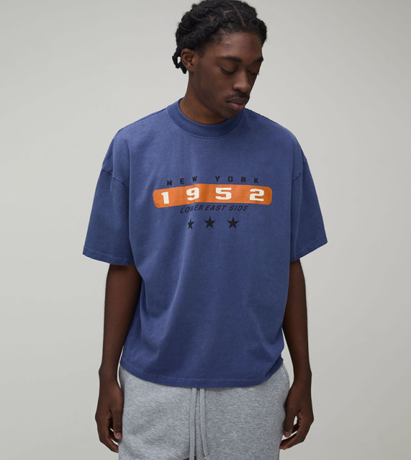 Washed New York Print Oversized T-Shirt