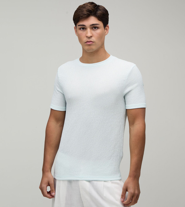 Textured Muscle Fit Crinkle T-Shirt
