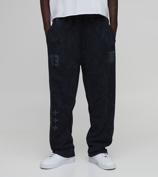 Drop Crotch Washed Double Waistband Oversized Sweatpants