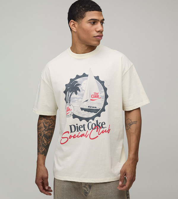 Diet Coke Social Club Printed License Oversized T-Shirt