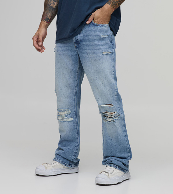 Rip & Repair Busted Knee Flared Jeans
