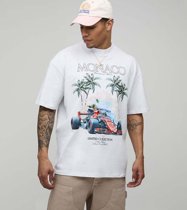 Monaco Racing Print Oversized T-Shirt