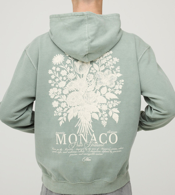 هودي اوفرسايز مغسول بطبعة ورود