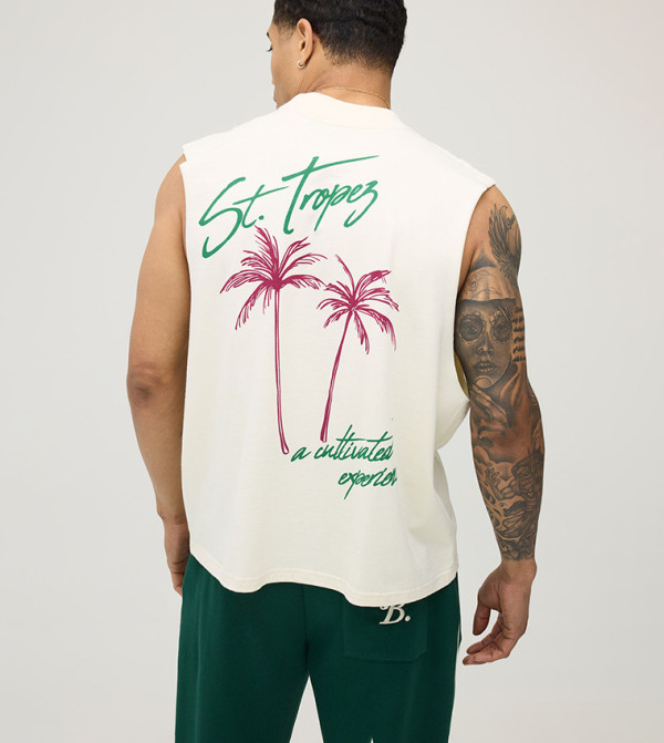 St Tropez Print Oversized Tank Top