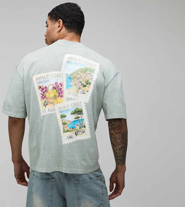 Postcard Print Oversized T-Shirt