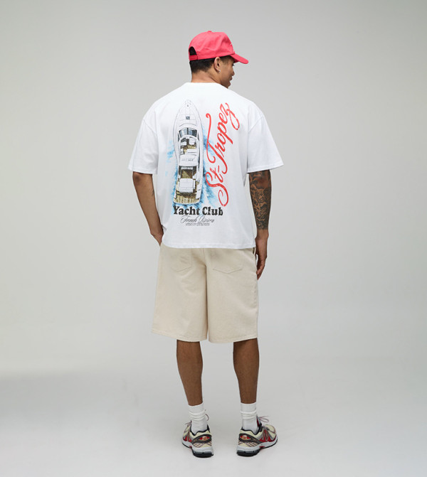 Yacht Club Print Oversized T-Shirt