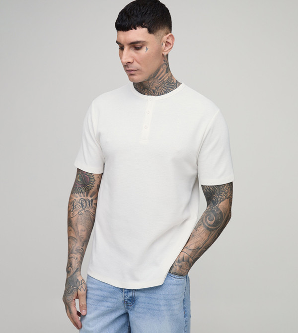 Tall Slim Fit Waffle Henley T-Shirt