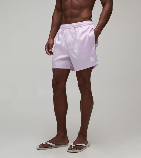 Satin Boxer Style Embroidered Shorts