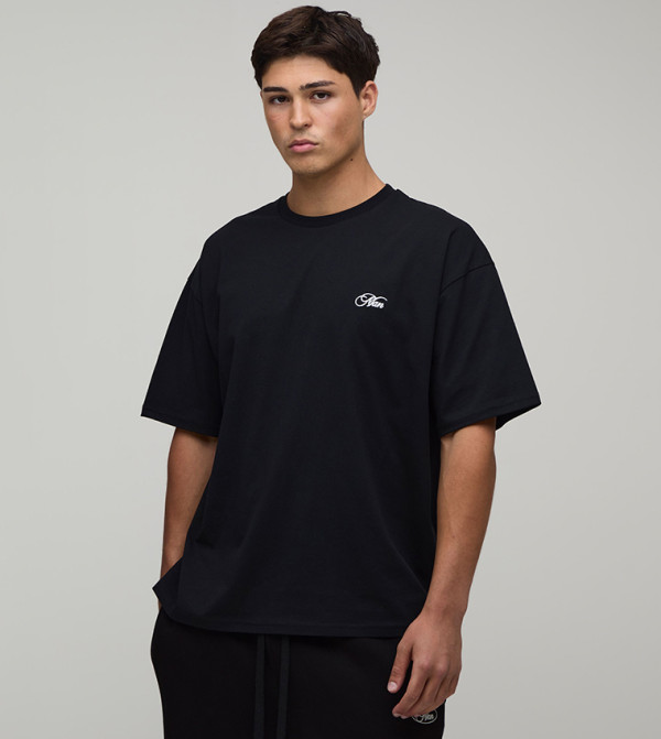 Script Embroidered Oversized T-Shirt