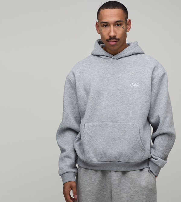 Script Embroidered Oversized Hoodie