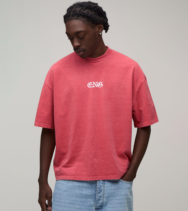 Washed England Print Oversized T-Shirt