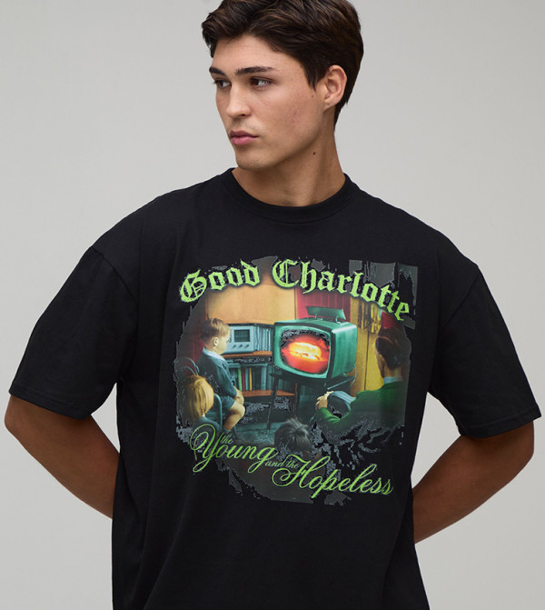 Good Charlotte License Print Oversized T-Shirt