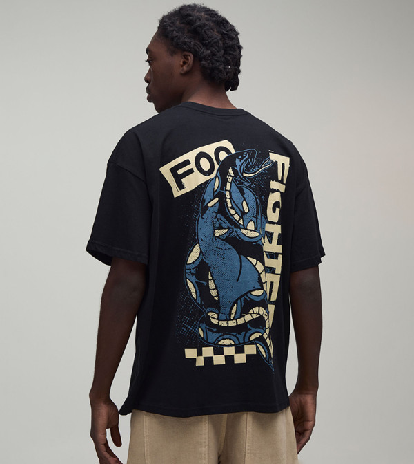 Foo Fighters Snake License Print Oversized T-Shirt