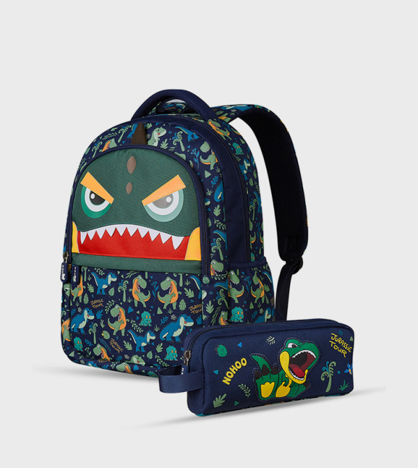 حقيبة مدرسية بحجم 16 بوصة مع علبة أقلام  الديناصورات