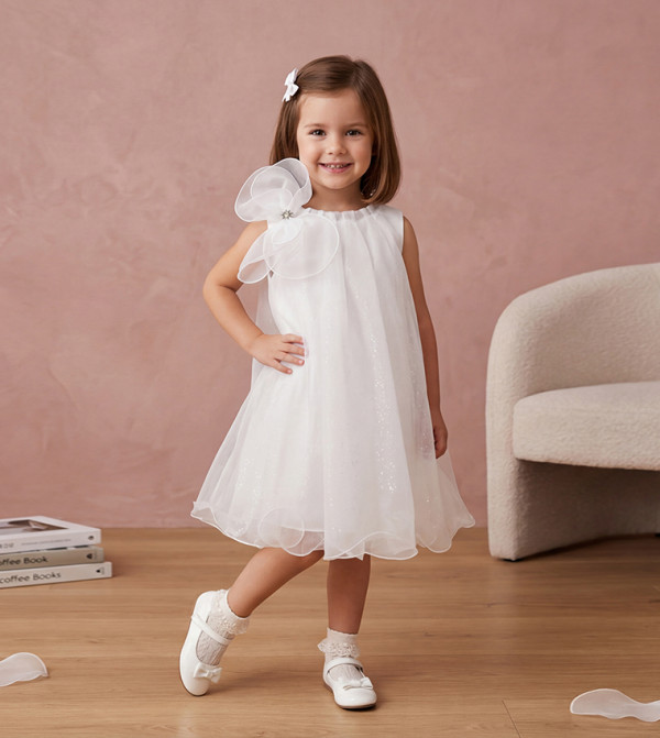 Bow Detail Sleeveless Tulle Dress
