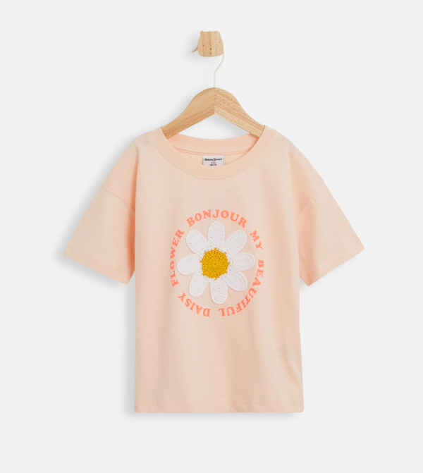 تيشيرت بطبعة وياقة مستديرة 