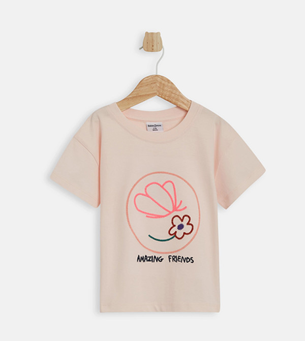 Embroidered Short Sleeves Boxy T-Shirt