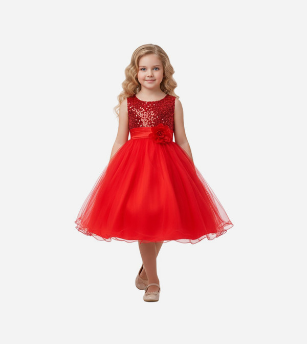 Sequined Fit and Flare Party Dress