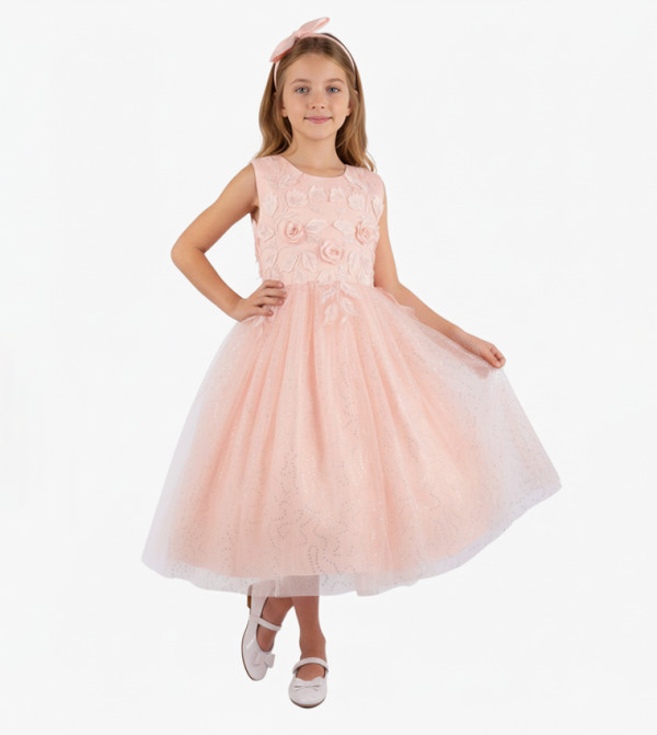 Olivia Embroidered Party Dress with Headband