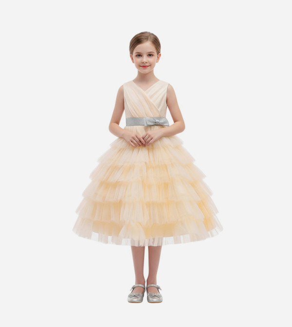 Bow Detail Sleeveless Party Tulle Dress