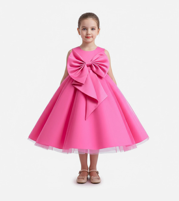 Bow Detail Tulle Party Dress