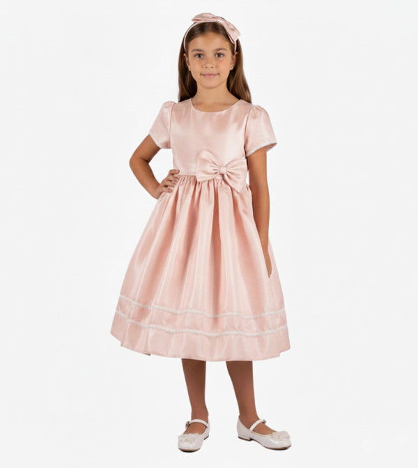 Lace Trim Party Dress with Headband