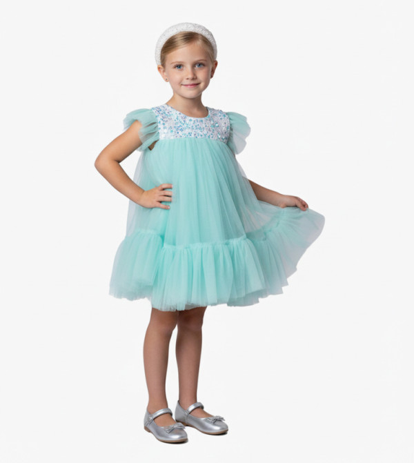 Sequined Sleeveless Sparkle Party Tulle Dress