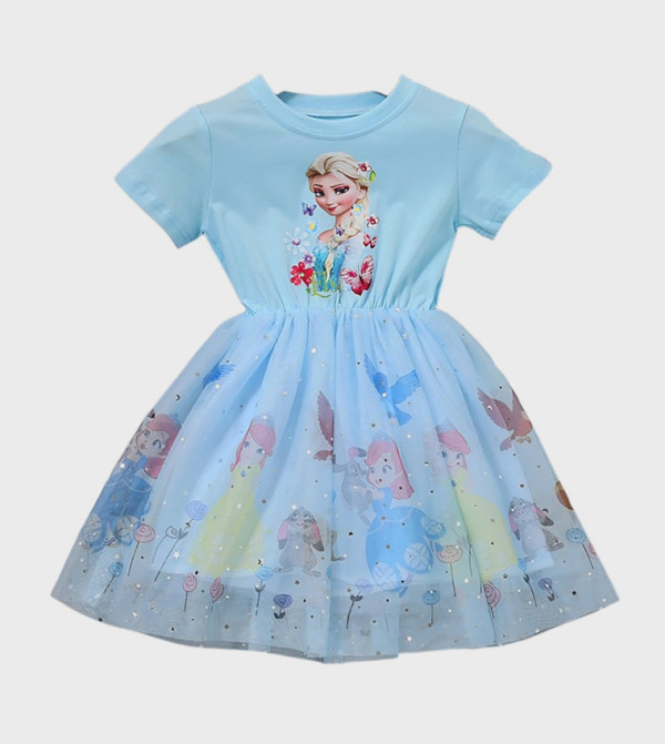 Elsa Printed Tulle Fit and Flared Dress
